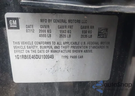 2013 Chevrolet Volt from USA, damaged, VIN 1G1RB6E46DU100949